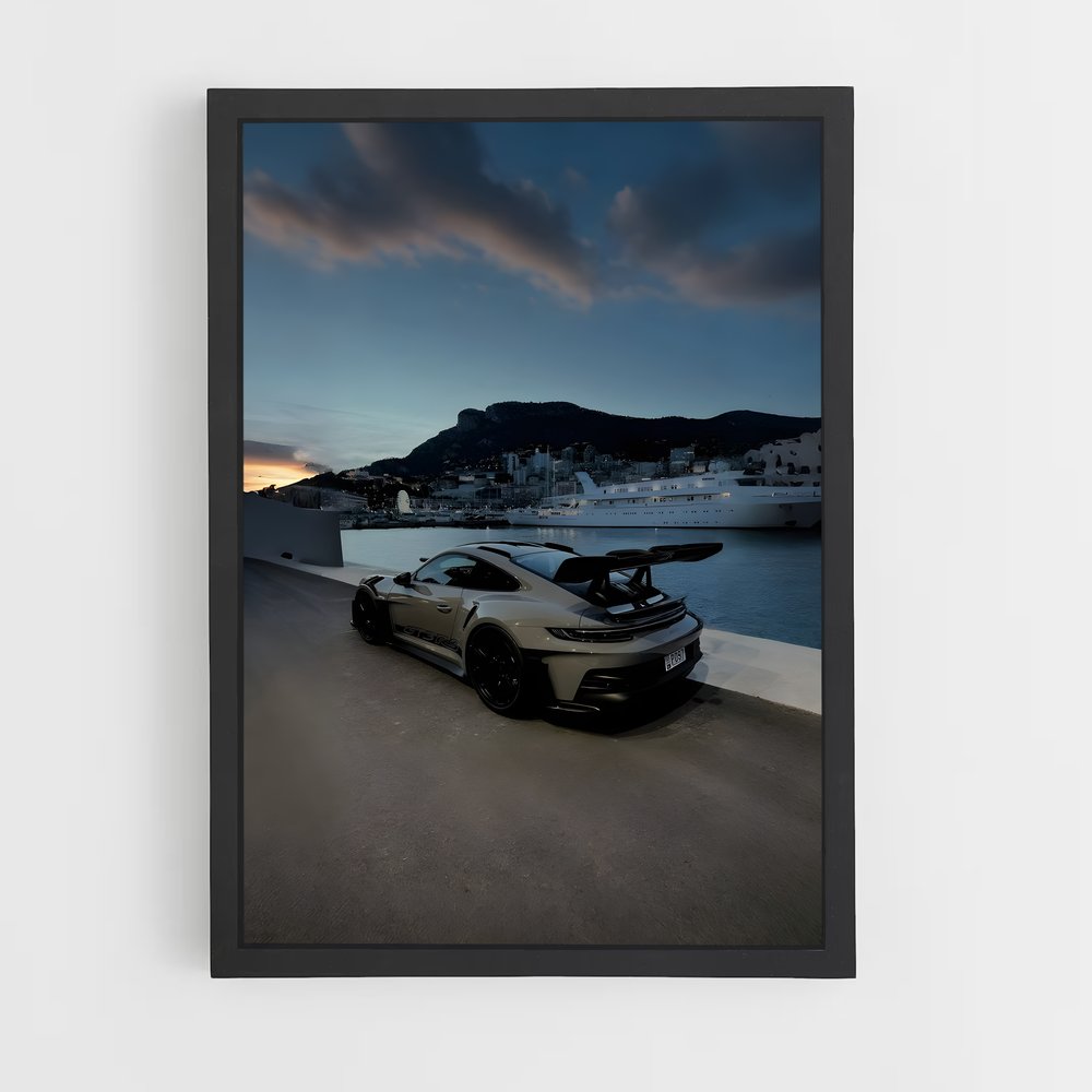 Poster Vitesse Blanc – affiche Porsche (vue 2)
